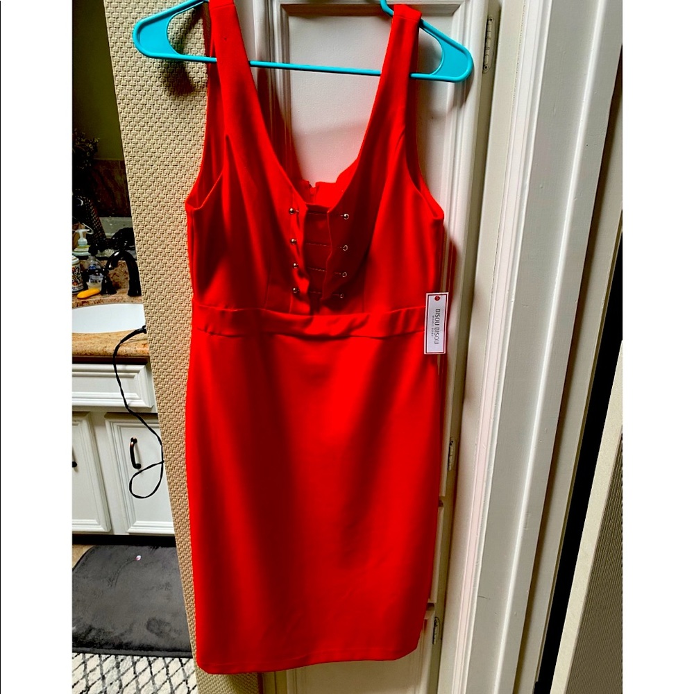 Bisou orange red sheath dress